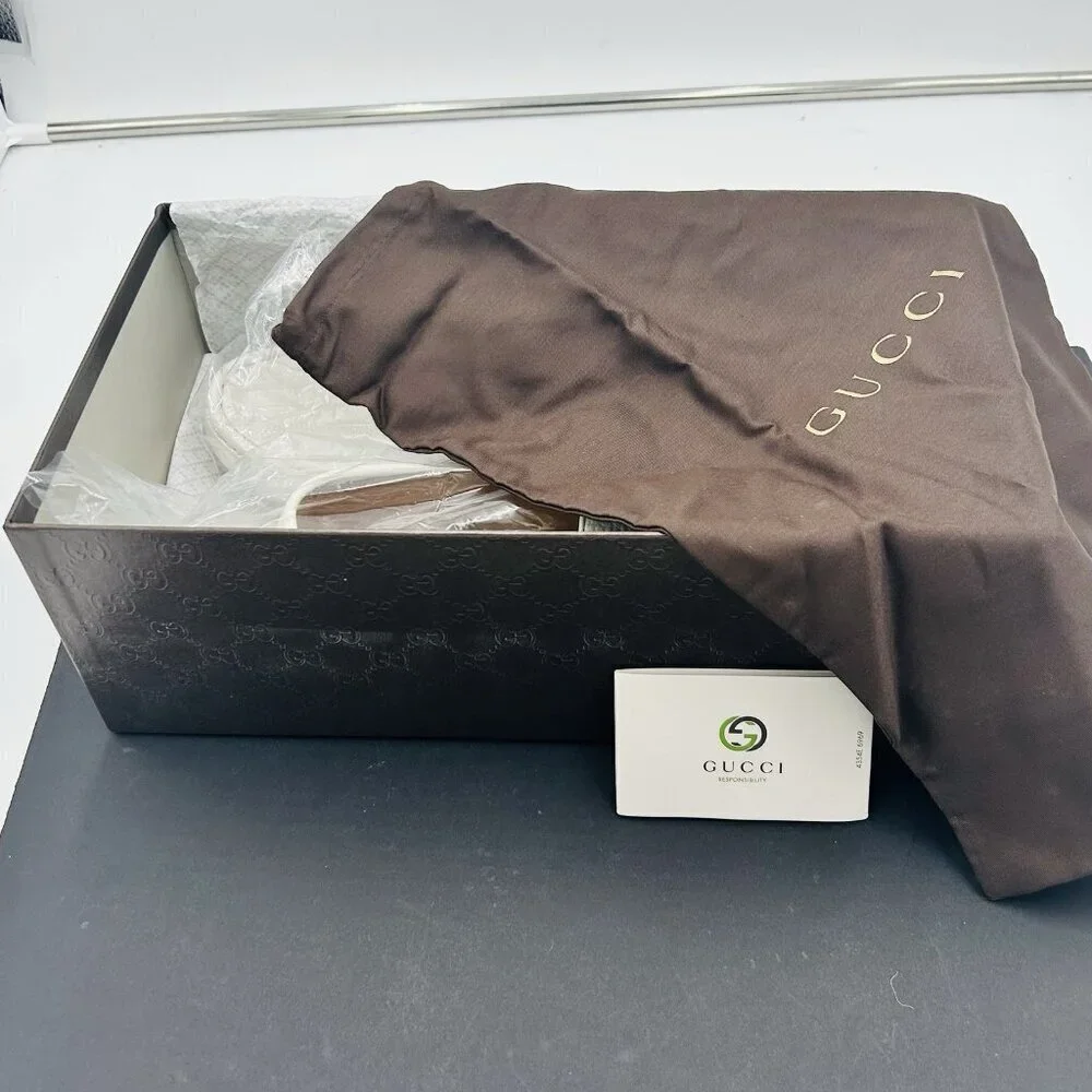 Gucci Men's White Scotch Grain Leather Driving Shoes Size US 9.5 G 9 EUR 43 NEW - Picture 11 of 14